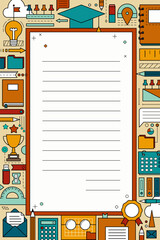 Graduate objects with university or college degree diploma. Success high school education concept. Vector modern illustration with graduation cap, certificate template and office supplies