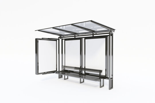 Modern bus stop shelter with empty billboards for impactful advertising and urban transit solutions