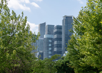 modern  buildings blue sky