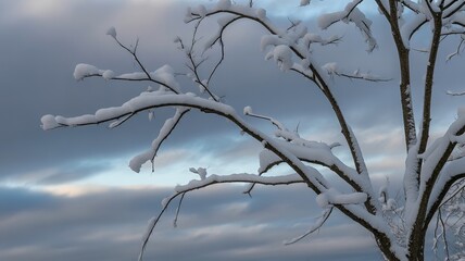 Snow-Kissed Branches Against a Dramatic Sky: Capturing Winter's Beauty in the Forest