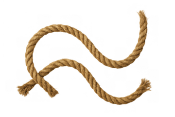Twisted natural fiber rope creating a knot shape on a transparent background, depicting strength and connection