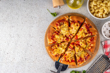 Viral Pizza Pasta made with tomato sauce, pasta and mozzarella