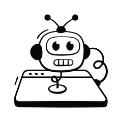 Cute robot chatbot used for AI conversation and automation, trendy icon