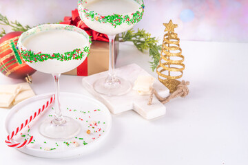 Christmas cocktail with sugar sprinkles