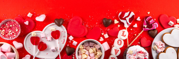 Valentines day cookies, chocolates and sweets