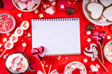 Valentines day cookies, chocolates and sweets