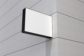 Modern blank business sign ready for your brand on neutral gray wall advertisement template for design mockups