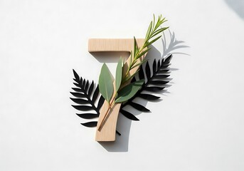 Minimalist natural elements arranged artistically on a white background