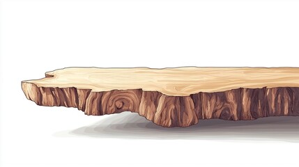 Drawing wooden desk on white background.