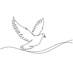Fototapeta premium Dove connected by a single continuous line isolated on minimalist vector illustration of peace and freedom