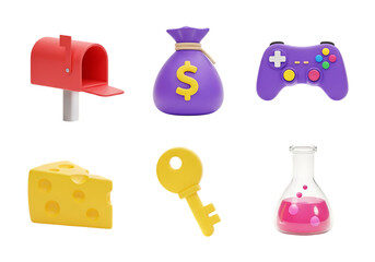 Fototapeta premium 3d icon of collection of 3d render icons isolated on transparent background for web design