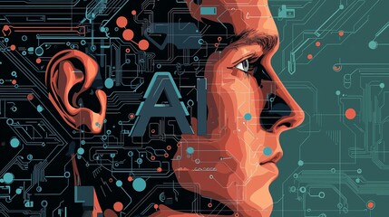 Artificial intelligence technology. Containing machine learning, data science, AI,