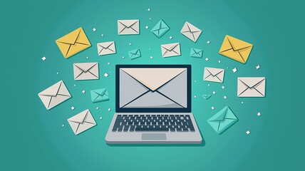 Sending and receiving messages from laptop, representing email communication and online messages.