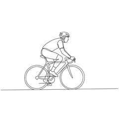 Naklejka premium Cyclist riding a bicycle isolated on, showcasing sport, fitness, and recreation with a clean and continuous line drawing style