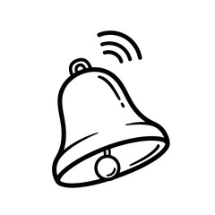 Fototapeta premium A simple handdrawn bell rings, isolated on, its curved lines and gentle shading conveying a sense of clear sound and traditional charm