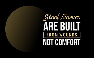 A bold quote expressing that resilience is formed through hardship and challenge, not comfort.