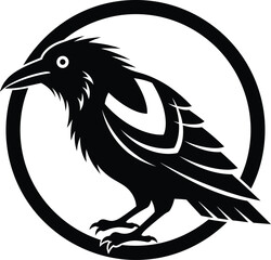Black raven vector illustration logo design bird crow graphic symbol eps silhouette