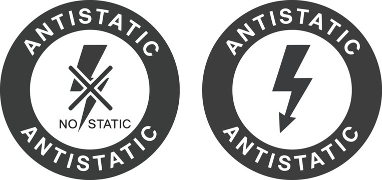 Antistatic symbol icons warning electricity hazard lightning bolt protection safe static discharge warning vector