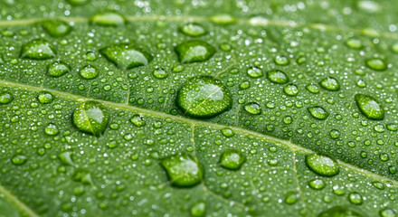 Nature's Jewel Dew-Kissed Leaf Displaying Beauty in Freshness