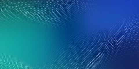 Technology wave particle pattern abstract blue green gradient background, Wavy motion dot design, big data for brochure, polka dot, flyer, magazine, business card, banner, vector.