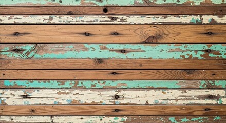 Weathered Wooden Planks with Peeling Paint - A Rustic Background Texture