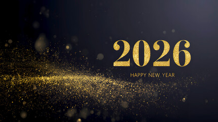 Luxury golden 2026 new year glitter banner
