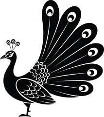 Black and white peacock vector illustration isolated on white background eps silhouette