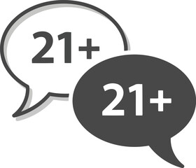 Over 21 speech bubbles communication concept number sign adult age group symbol graphic vector