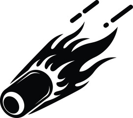 Falling meteor icon vector illustration black and white space design art eps silhouette