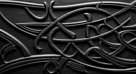 Intricate Wrought Iron Ornament A Detailed Black and White Design with Swirling Patterns