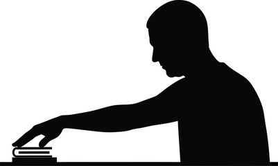 Silhouette of man reading book studying learning education knowledge eps