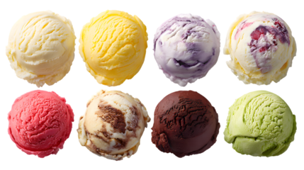 Assorted Ice Cream Scoops on Black Background Delicious Summer Treat