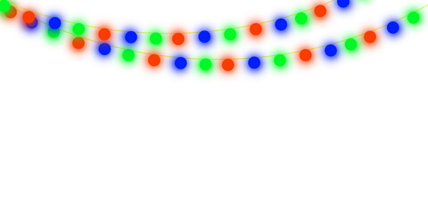 Bright festive red green blue light strings for party decoration
