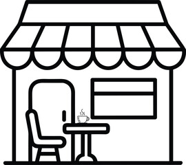 Cafe Coffee Shop Line Icon – Minimal Bistro & Restaurant Service Vector