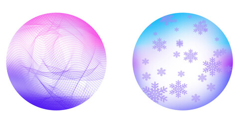 Two Abstract sphere with Snowflakes and lines