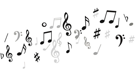 Modern Minimalist Music Notation Elements on White