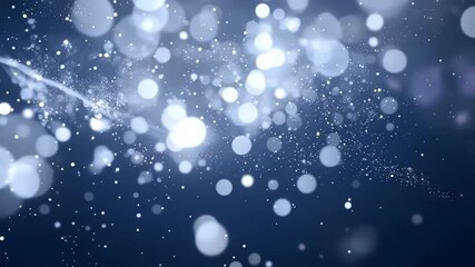 Abstract warm bokeh lights and golden particle glow against a deep blue background, creating a festive dreamy celebration scene ideal for background design and advertising visuals