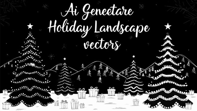 Whimsical holiday wonderland with snowy trees and gifts for magical winter celebrations and festive cheer