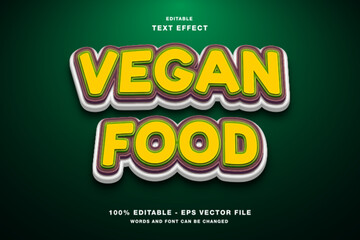 Bold Yellow 3D Vegan Food Text Effect Graphic Design.
