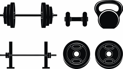Sculpt your strength with versatile gym equipment vector art, perfect for fitness brands and health promotions