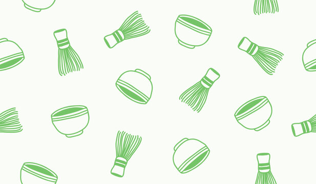 Cute matcha pattern background vector design