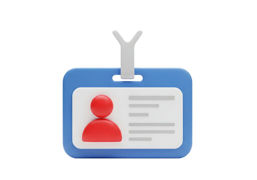 3d icon of employee id card isolated on transparent background