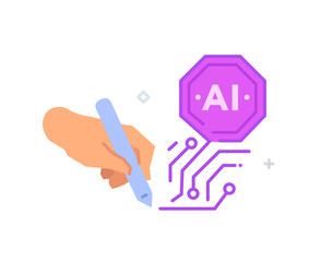 illustrations concept with businessmen. technology, partnership, artificial intelligence business robot, cybes. linear illustration Icons infographics. Landing page site print poster. Line story