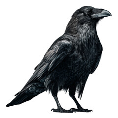 Fototapeta premium Black raven bird standing isolated with transparent background