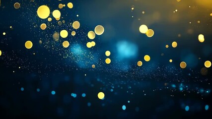Abstract night scene with warm golden bokeh orbs and cool blue lights, creating a festive backdrop ideal for celebrations, technology concepts, advertising or luxury ambience - Powered by Adobe
