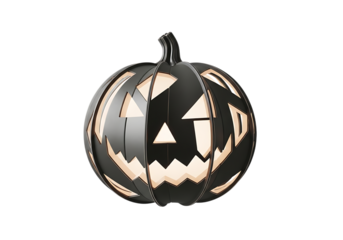 Illuminated halloween jack o lantern with spooky face on a black background