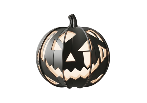 Illuminated halloween jack o lantern with spooky face on a black background