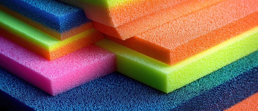 Colorful foam sheets closeup
