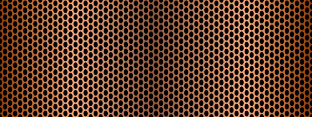 Metallic copper or bronze gradient speaker grille or metal mesh vector background