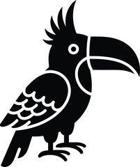 Isolated black cockatoo vector illustration tropical bird silhouette art eps